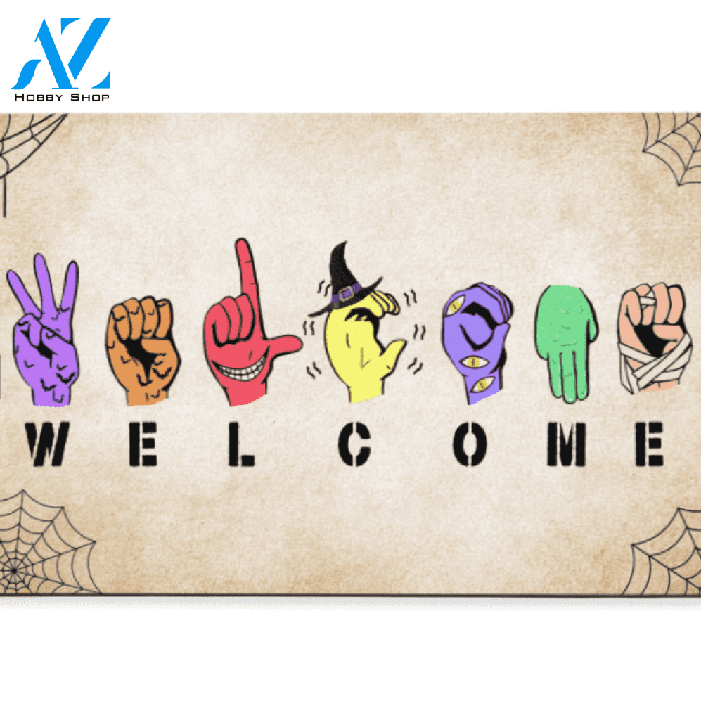 Symbolic Language Welcome Halloween Doormat, Gift For Friend Family, Gift For Thanksgiving Christmas Decor Warm House Gift