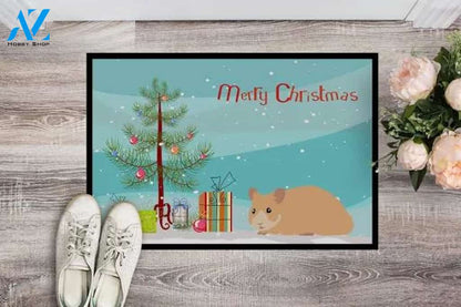 Syrian Golden Hamster Merry Christmas Doormat Housewarming Gift Family Welcome Mat Gift for Friend Family