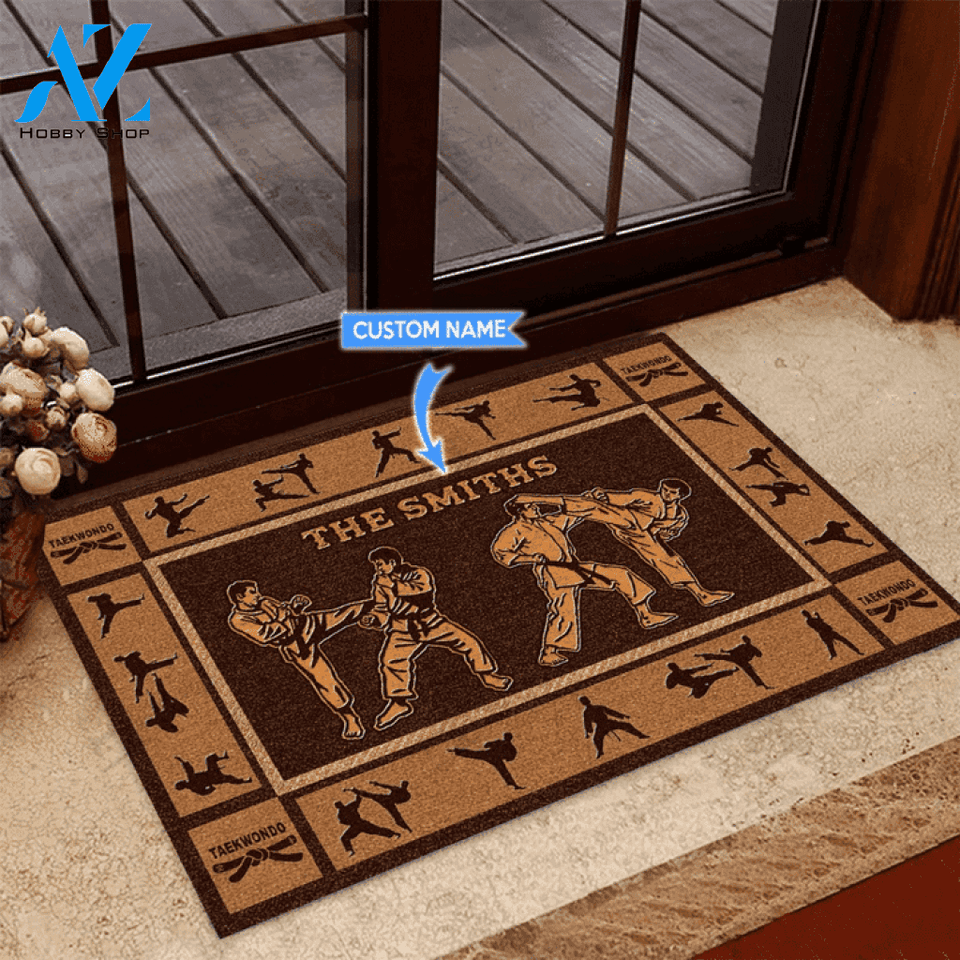 Taekwondo Men Basic Brown Custom Doormat | Welcome Mat | House Warming Gift