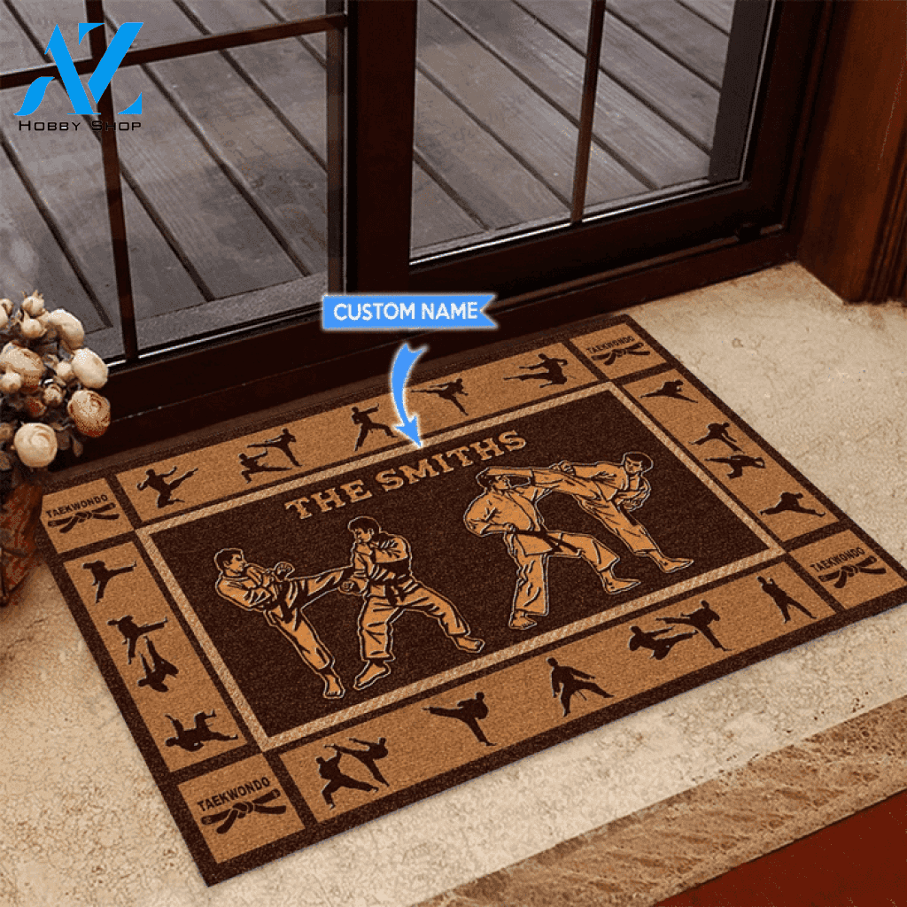 Taekwondo Men Basic Brown Custom Doormat | Welcome Mat | House Warming Gift
