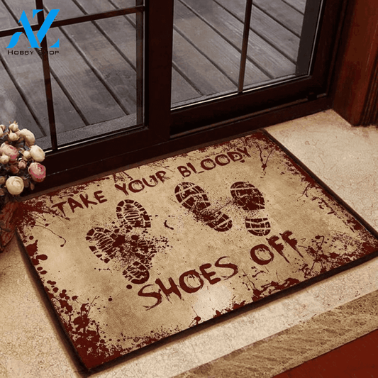 Take Your Bloody Shoes Off Halloween Funny Indoor And Outdoor Doormat Gift For Friend Family Decor Warm House Gift Welcome Mat