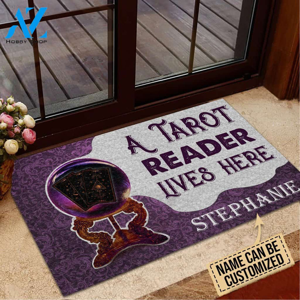 Tarot A Tarot Reader Lives Here Custom Doormat | Welcome Mat | House Warming Gift