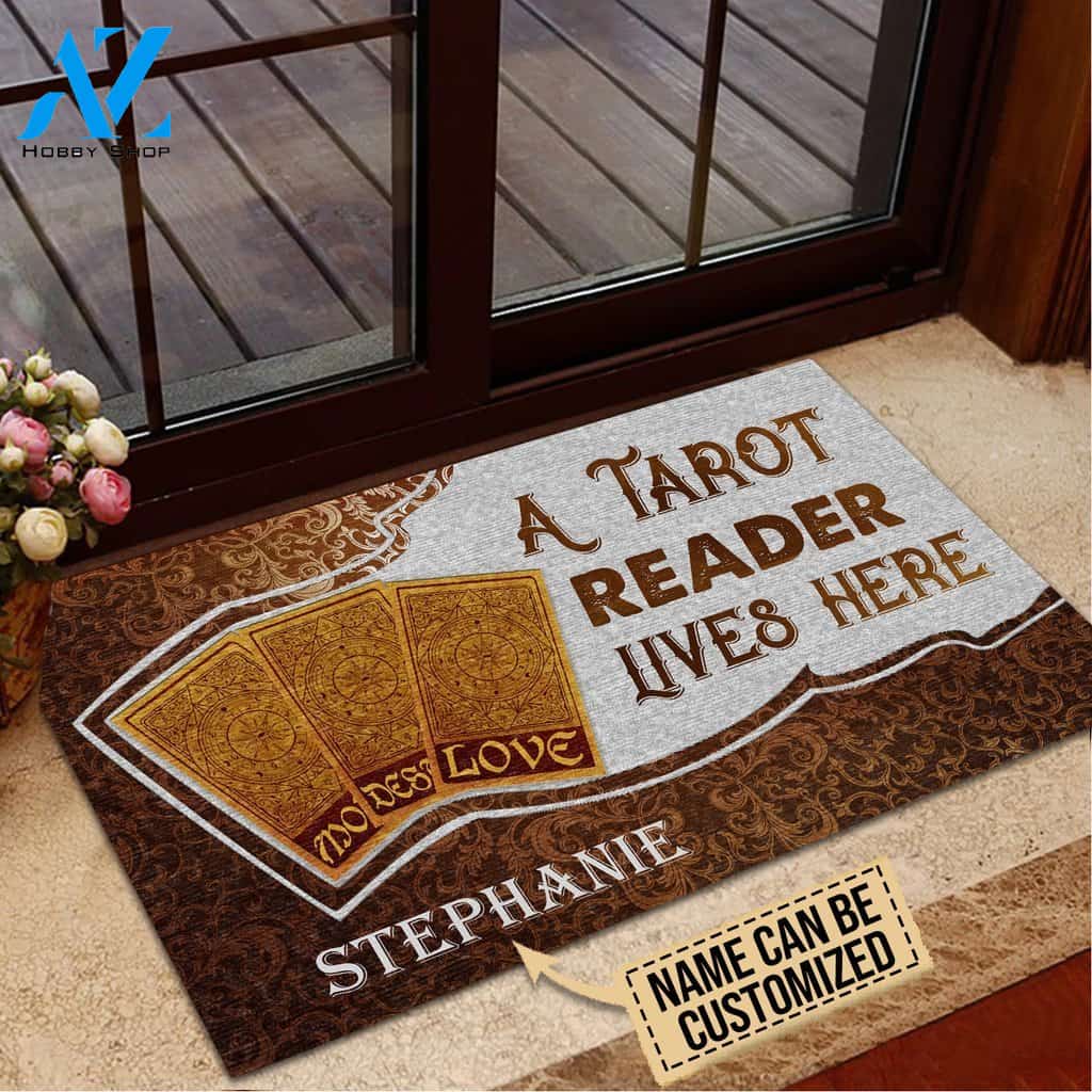 Tarot Cards A Tarot Reader Lives Here Custom Doormat | Welcome Mat | House Warming Gift