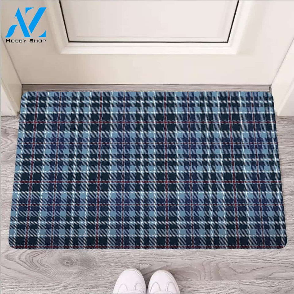 Tartan Blue Plaid Door Mat