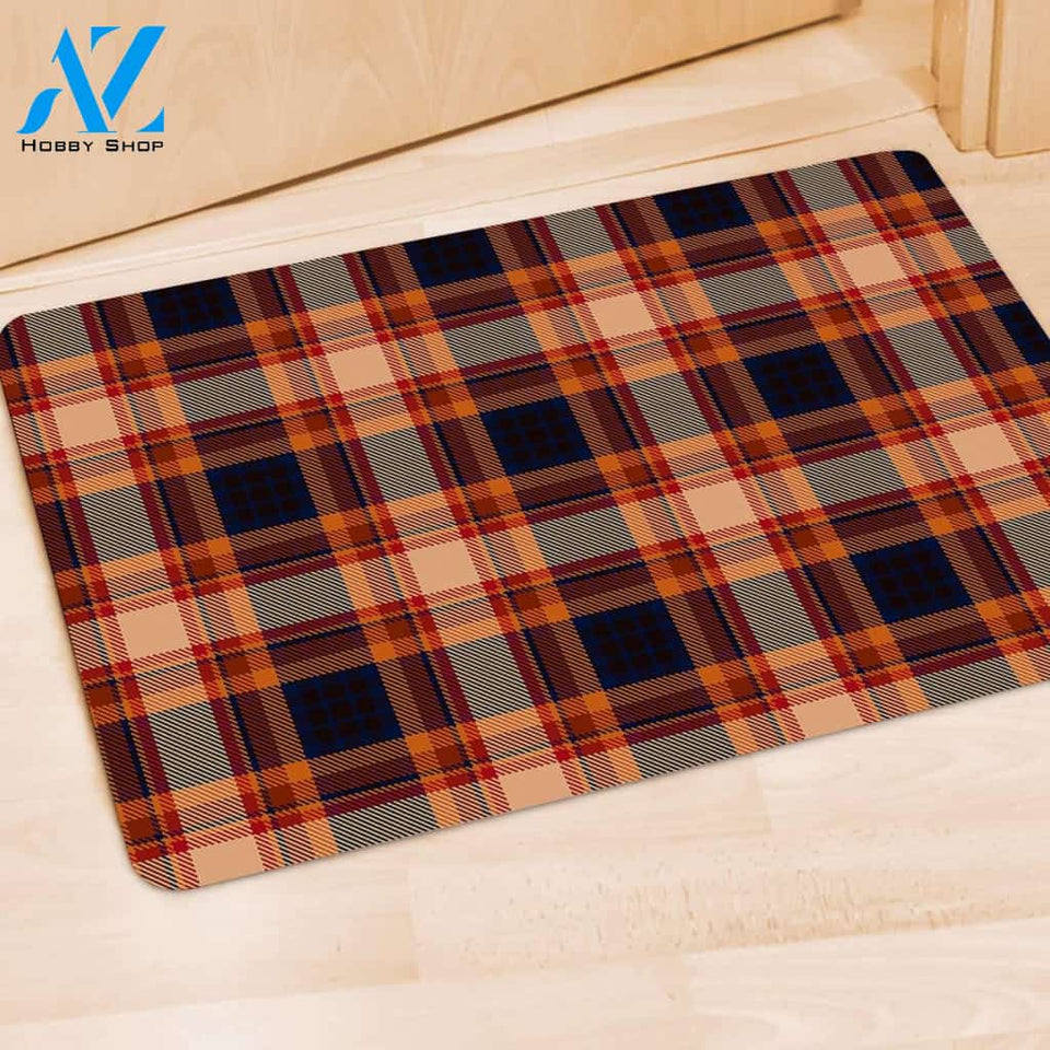 Tartan Brown Plaid Door Mat