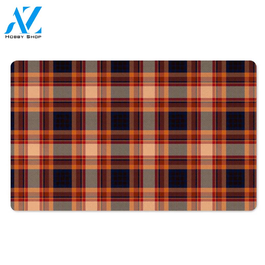 Tartan Brown Plaid Door Mat