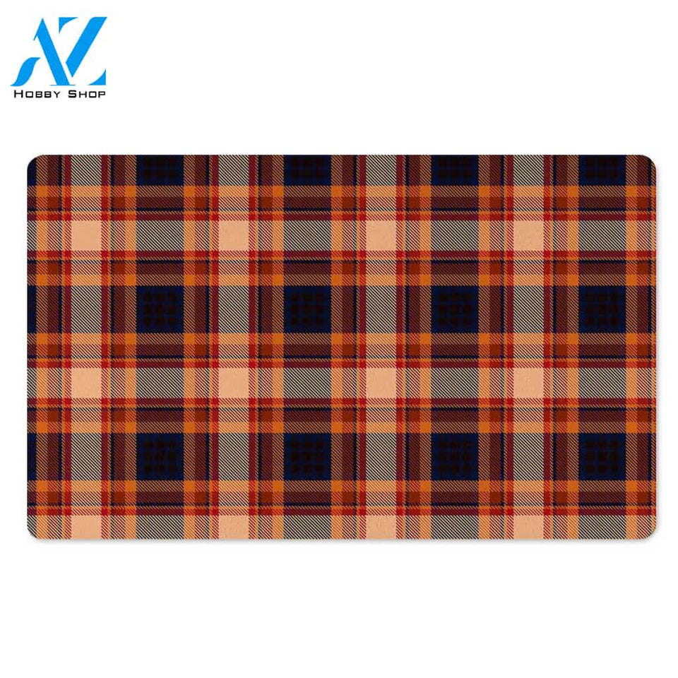 Tartan Brown Plaid Door Mat