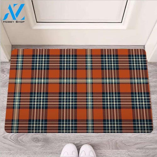 Tartan Orange Plaid Door Mat