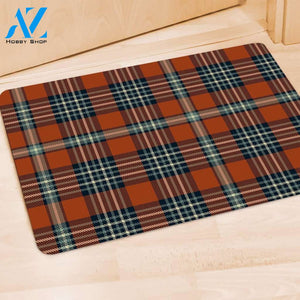 Tartan Orange Plaid Door Mat