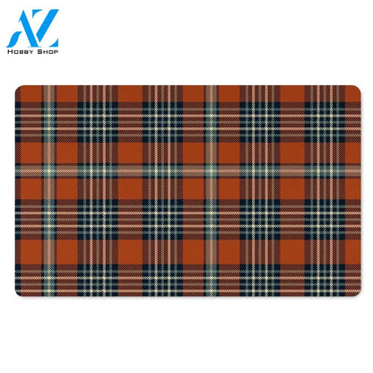 Tartan Orange Plaid Door Mat