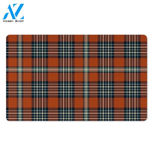 Tartan Orange Plaid Door Mat