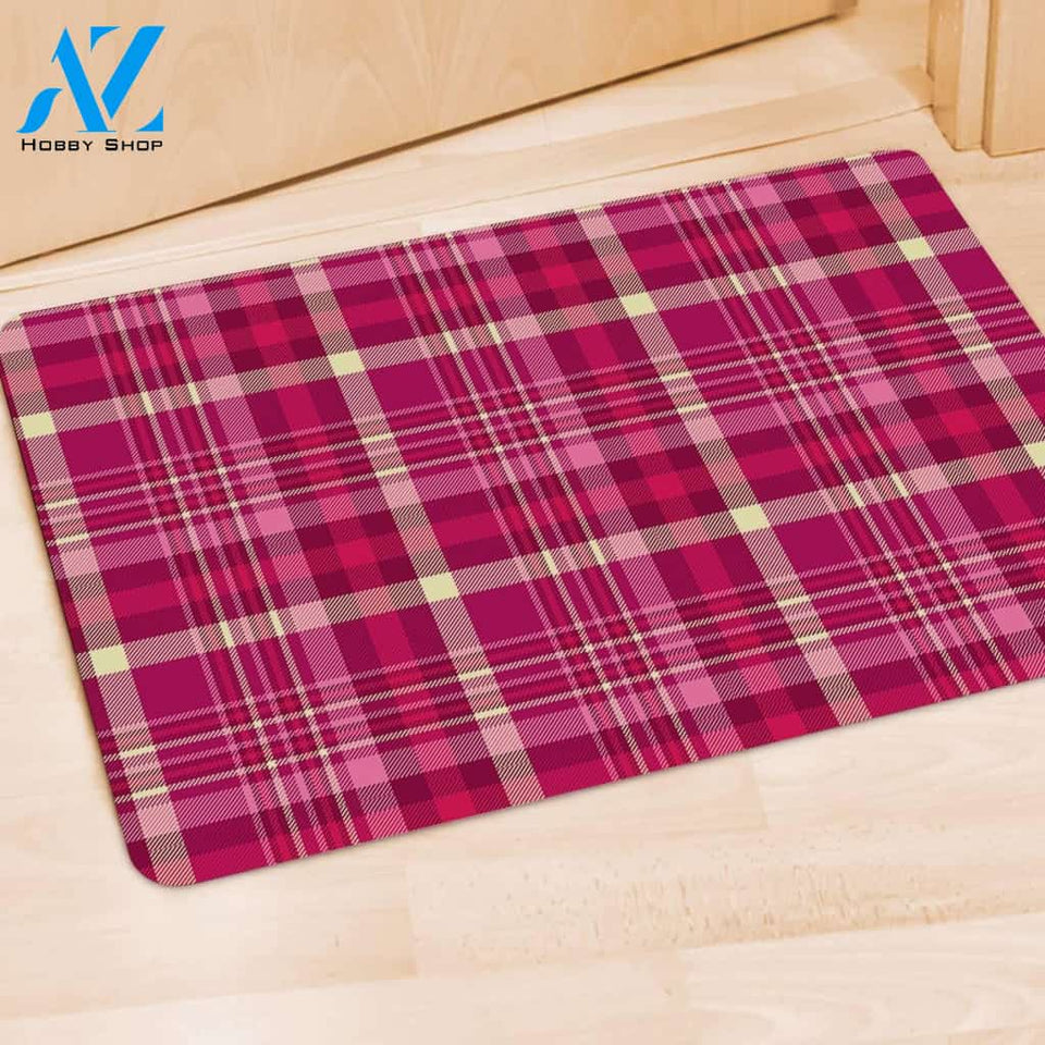 Tartan Pink Plaid Door Mat