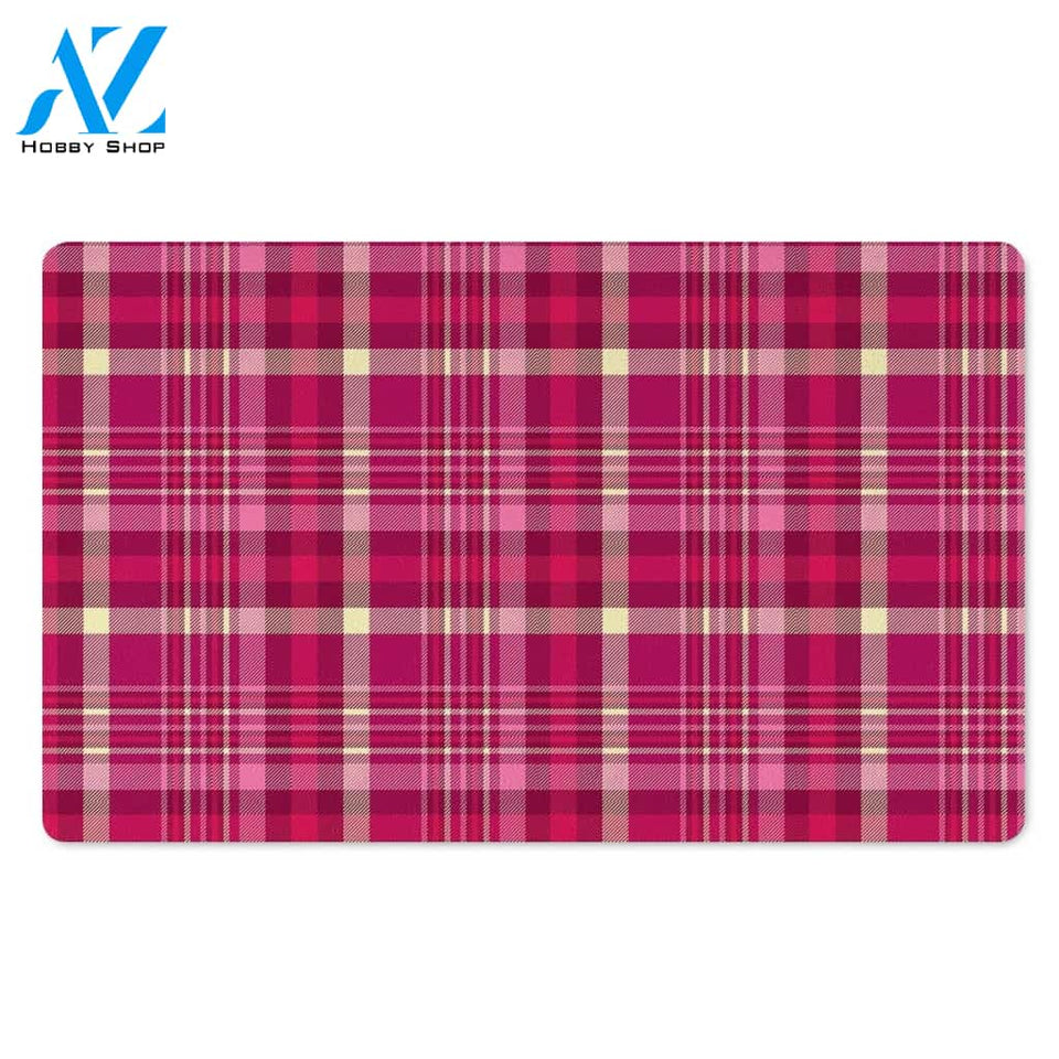 Tartan Pink Plaid Door Mat
