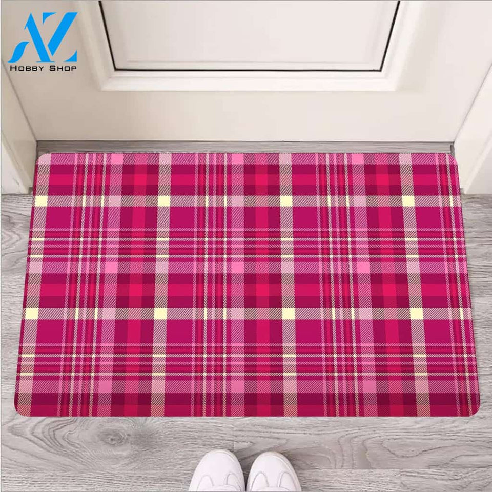 Tartan Pink Plaid Door Mat