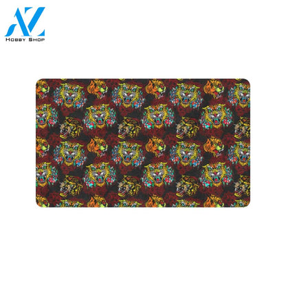 Tattoo Tiger Colorful Design Rubber Doormat