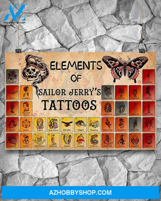 Tattoos Elements Of Sailor Jerry's Tattoos Canvas Prints, Wall Art Prints
