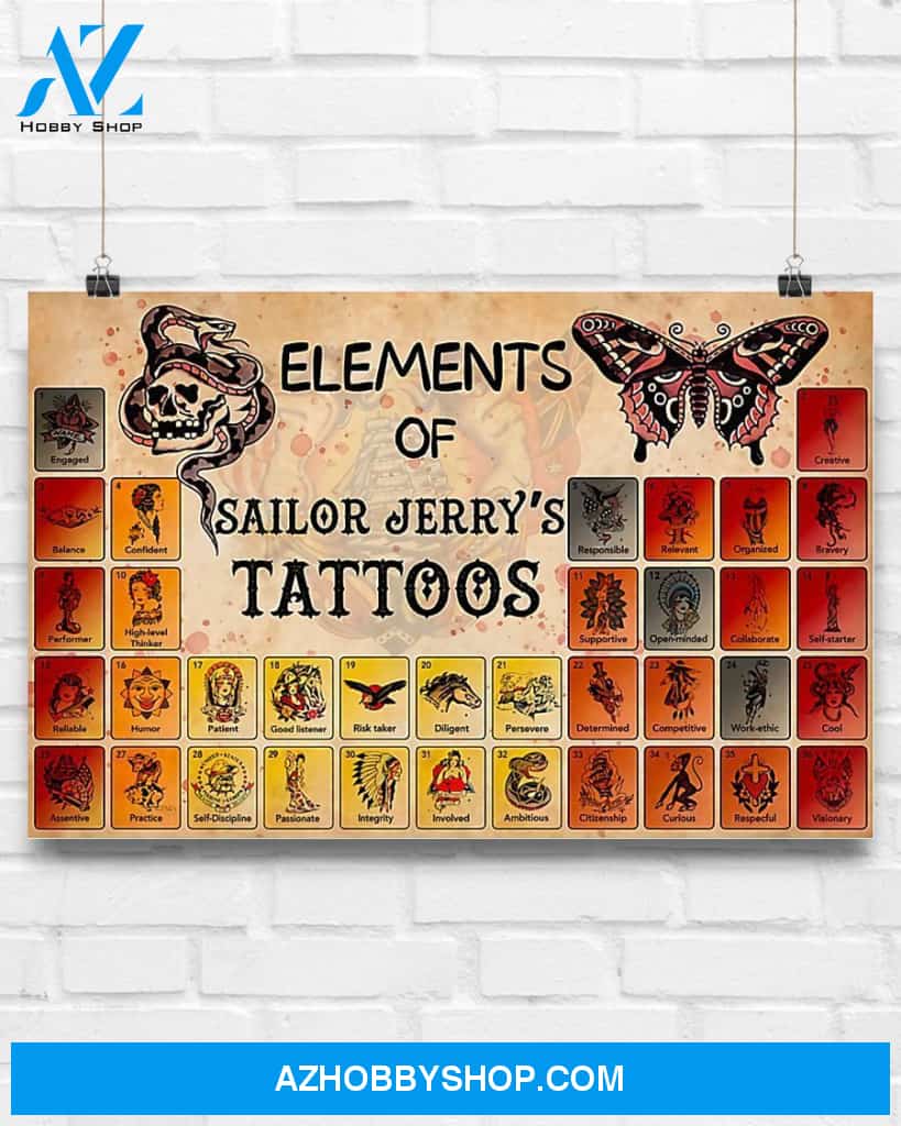 Tattoos Elements Of Sailor Jerry's Tattoos Canvas Prints, Wall Art Prints