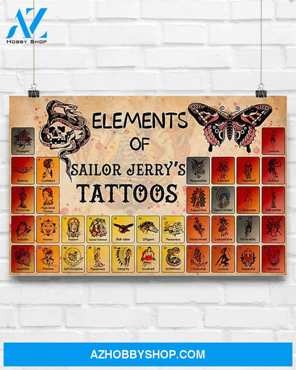 Tattoos Elements Of Sailor Jerry's Tattoos Canvas Prints, Wall Art Prints