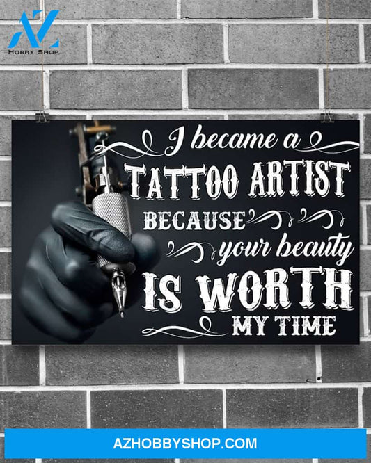 Tattoos Your Beauty Is Worth My Time Canvas Wall Art, Wall Decor Visual Art