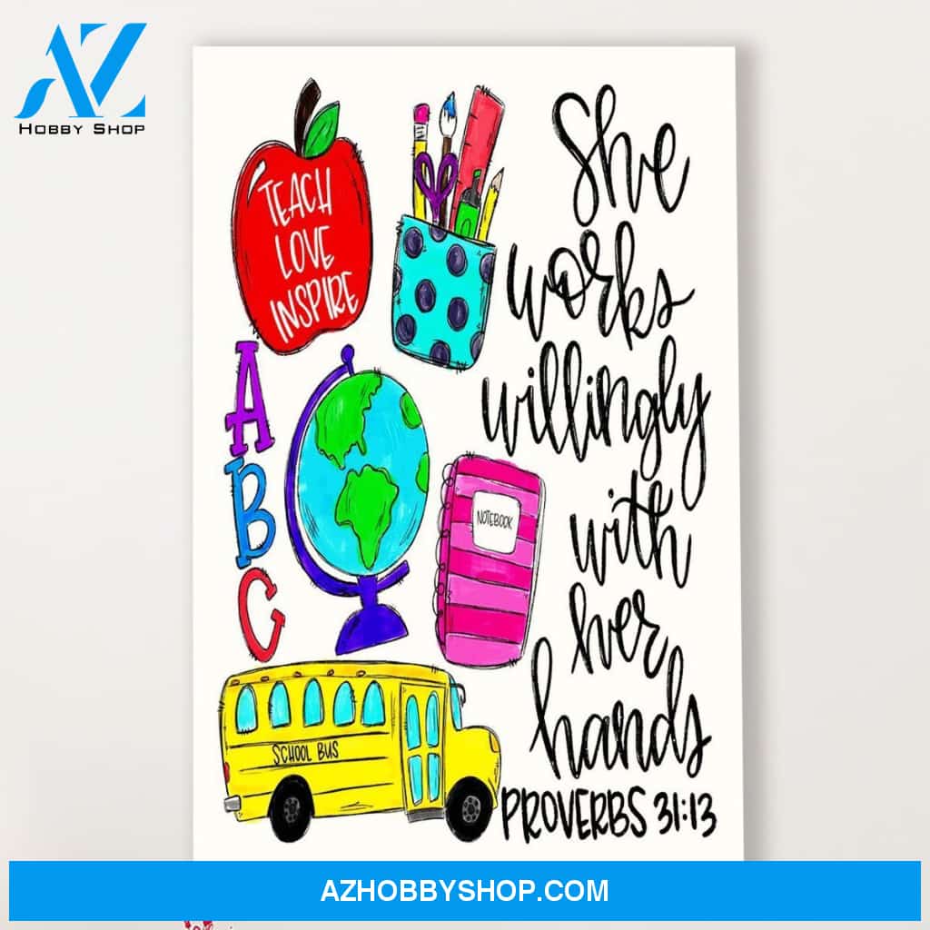 Teacher Classroom Canvas Teach, Love, Inspire, Student Wall Art Back to School Gift for Teacher