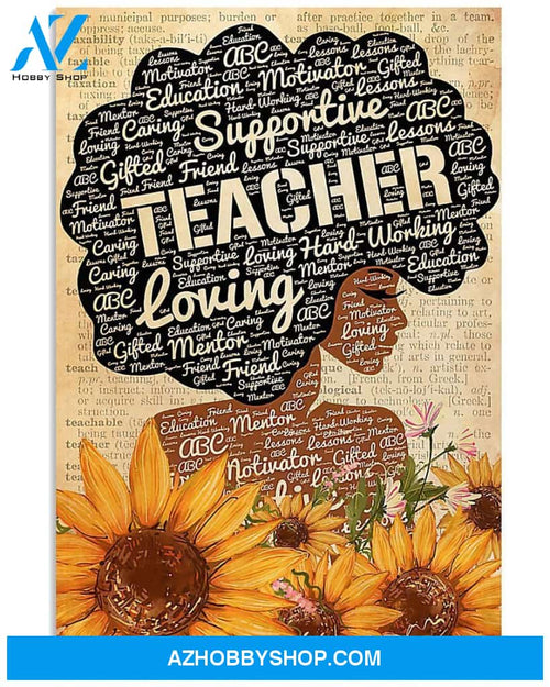 TEACHER AFRO SUNFLOWER GIRL WALL ART CANVAS