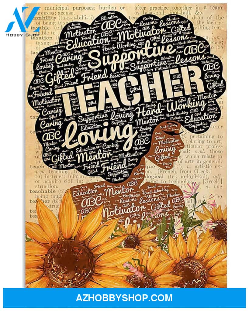 TEACHER AFRO SUNFLOWER GIRL WALL ART CANVAS