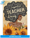 TEACHER AFRO SUNFLOWER GIRL WALL ART CANVAS