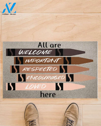 Teacher All Are Welcome Here Indoor And Outdoor Doormat Warm House Gift Welcome Mat Gift For Student Teacher Classroom Decor