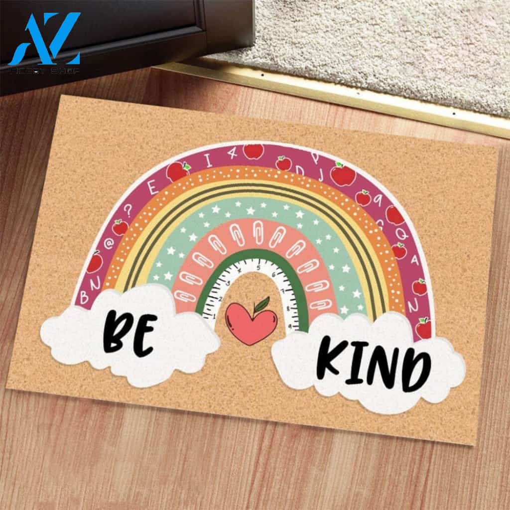 Teacher Be Kind Rainbow Welcome Doormat Welcome Mat House Warming Gift Home Decor Funny Doormat Gift Idea