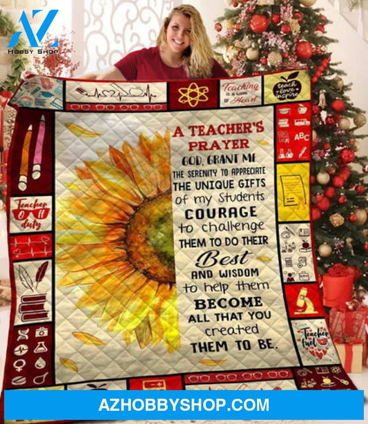 Teacher Blanket, Prayer Of A Teacher Gift Fleece Blanket