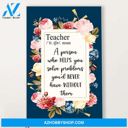 Teacher Classroom Canvas Teacher Definition, Student Wall Art Back to School Gift for Teacher
