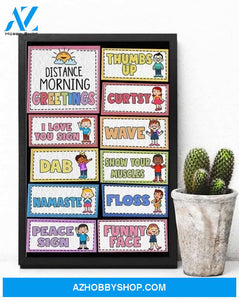 TEACHER DISTANCE MORNING GREETINGS VERTICA CANVAS - BACK TO SCHOOL - TEACHER LABOR DAY GIFT