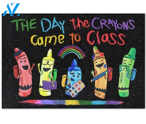 Teacher Doormat - The Day The Crayons Came To Class Doormat Warm House Gift Welcome Mat Gift for Friend Family