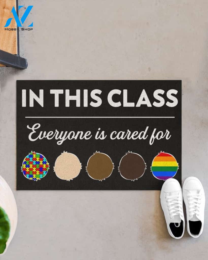 Teacher In This Class Everyone Is Cared Indoor And Outdoor Doormat Warm House Gift Welcome Mat Gift For Student Teacher Classroom Decor