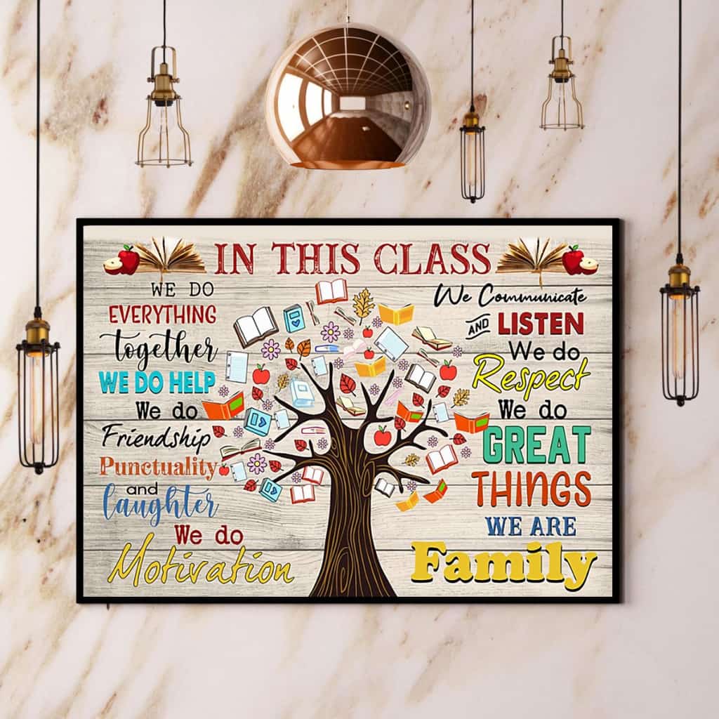 Teacher In This Class We Are Family Paper Poster No Frame Matte Canvas Wall Decor