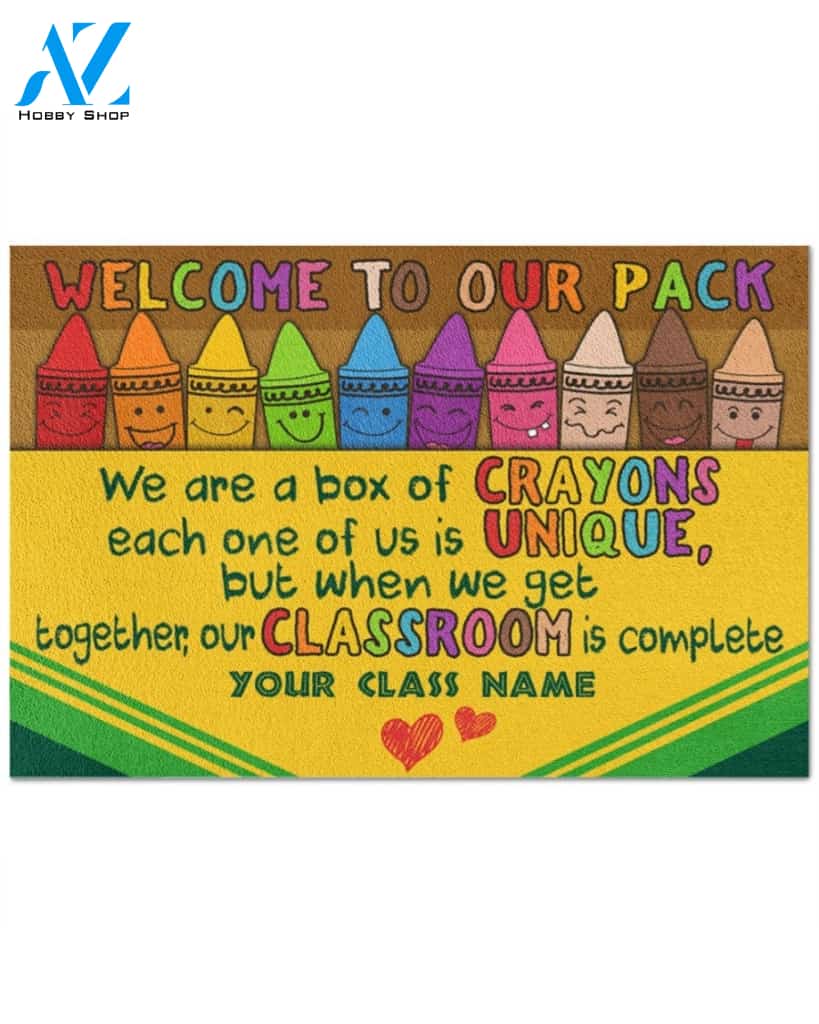 Teacher Personalized Classroom Mat Welcome to our pack Crayons Funny Doormat Gift For Student Teacher Classroom Decor Warm House Gift Welcome Mat