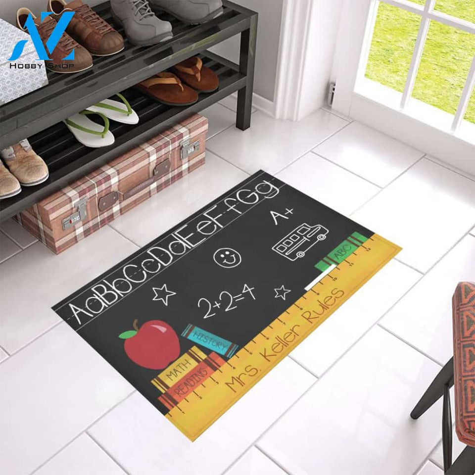 Teacher Rules Personalized Doormat 23.6" x 15.7" | Welcome Mat | House Warming Gift
