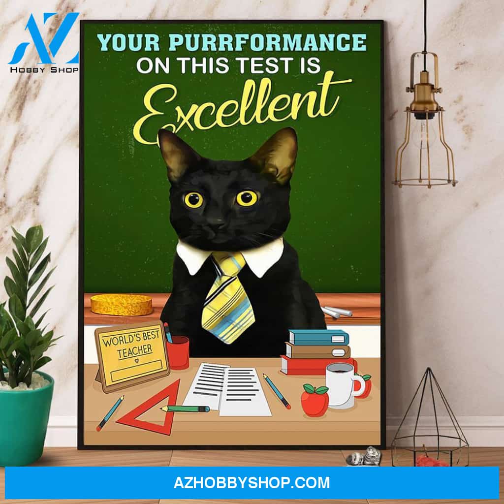Teacher Your Purrformance On This Test Is Excellent Canvas And Poster, Wall Decor Visual Art