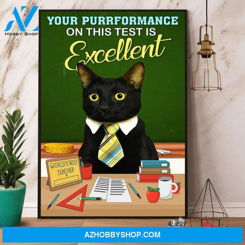 Teacher Your Purrformance On This Test Is Excellent Canvas And Poster, Wall Decor Visual Art