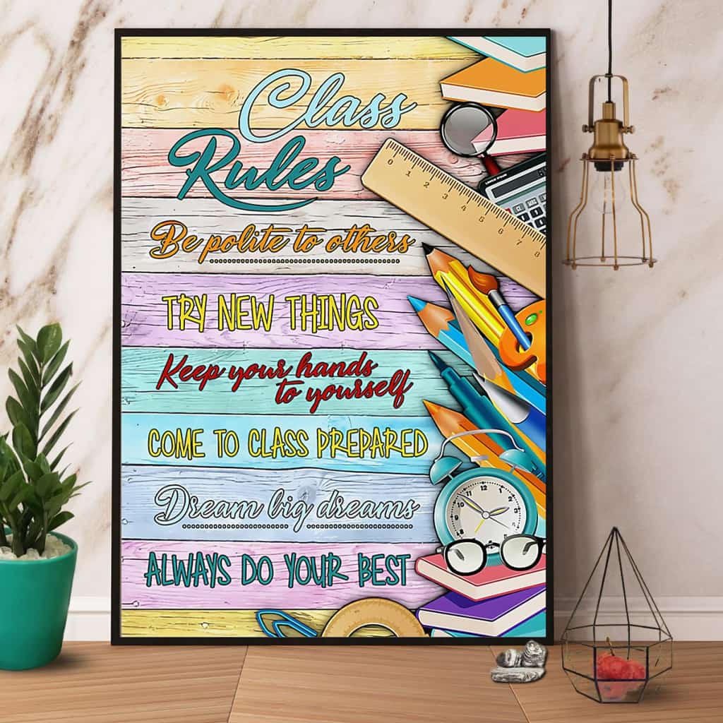 Teachers Class Rules Paper Poster No Frame Matte Canvas Wall Decor