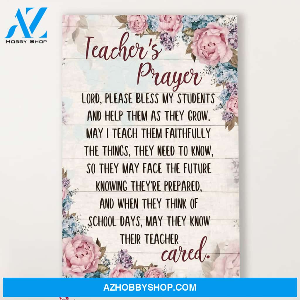 Teacher Classroom Canvas Teacher's Prayer, Student Wall Art Back to School Gift for Teacher
