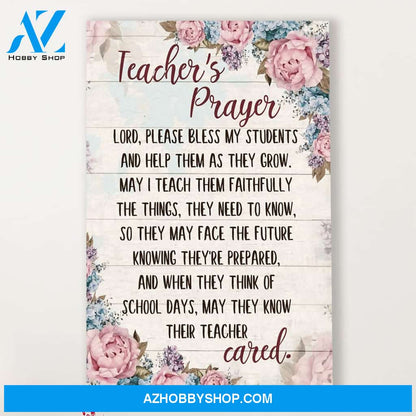 Teacher Classroom Canvas Teacher's Prayer, Student Wall Art Back to School Gift for Teacher