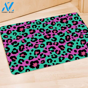 Teal Pink Leopard Door Mat