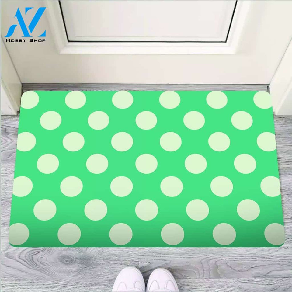 Teal Polka Dot Door Mat