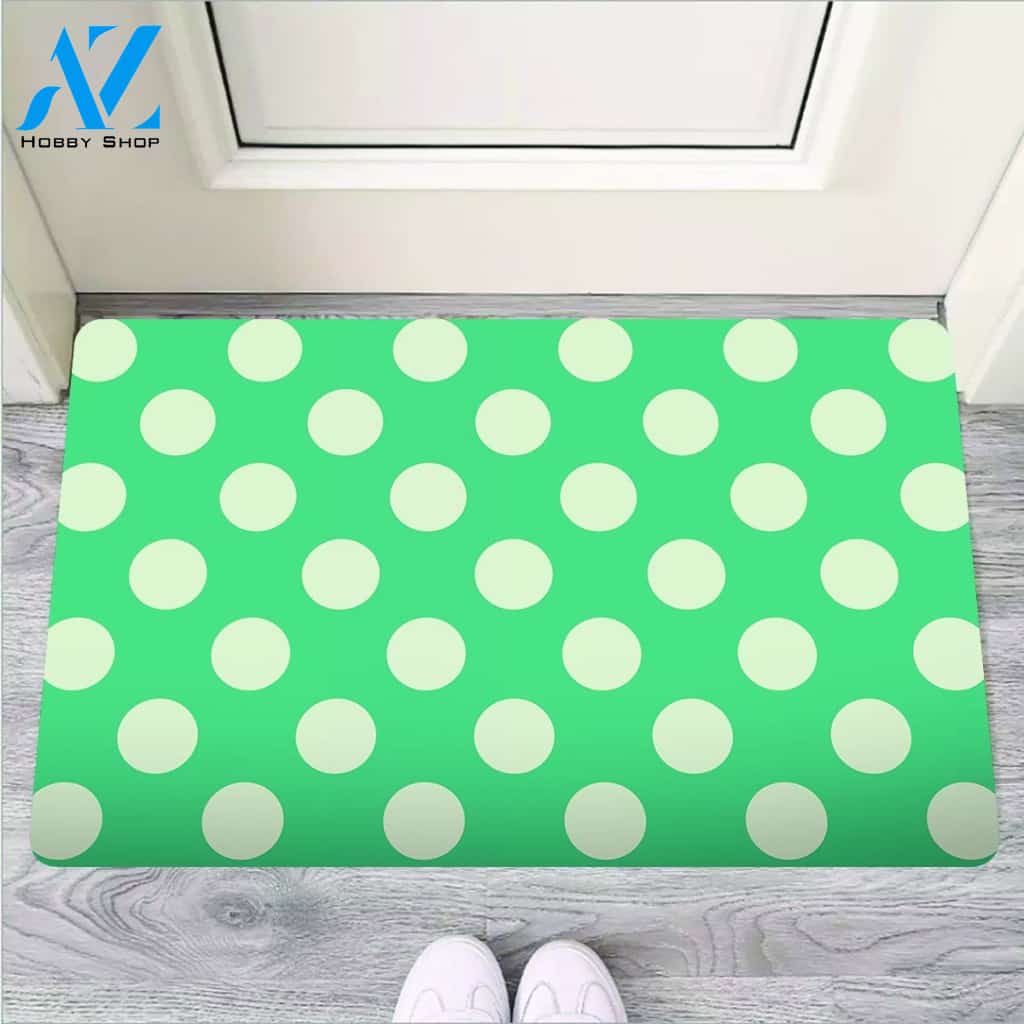 Teal Polka Dot Door Mat