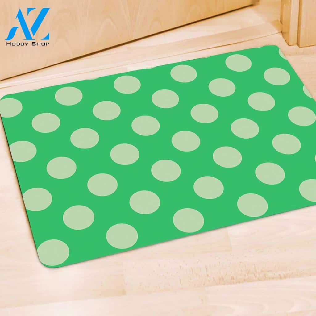 Teal Polka Dot Door Mat