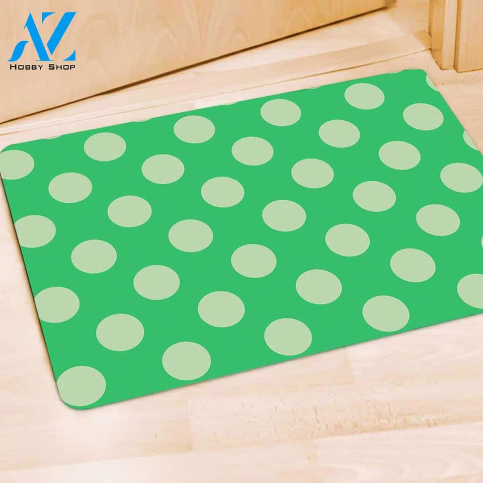 Teal Polka Dot Door Mat