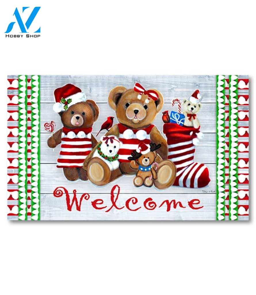 Teddy Bear Christmas Doormat - 18" x 30"
