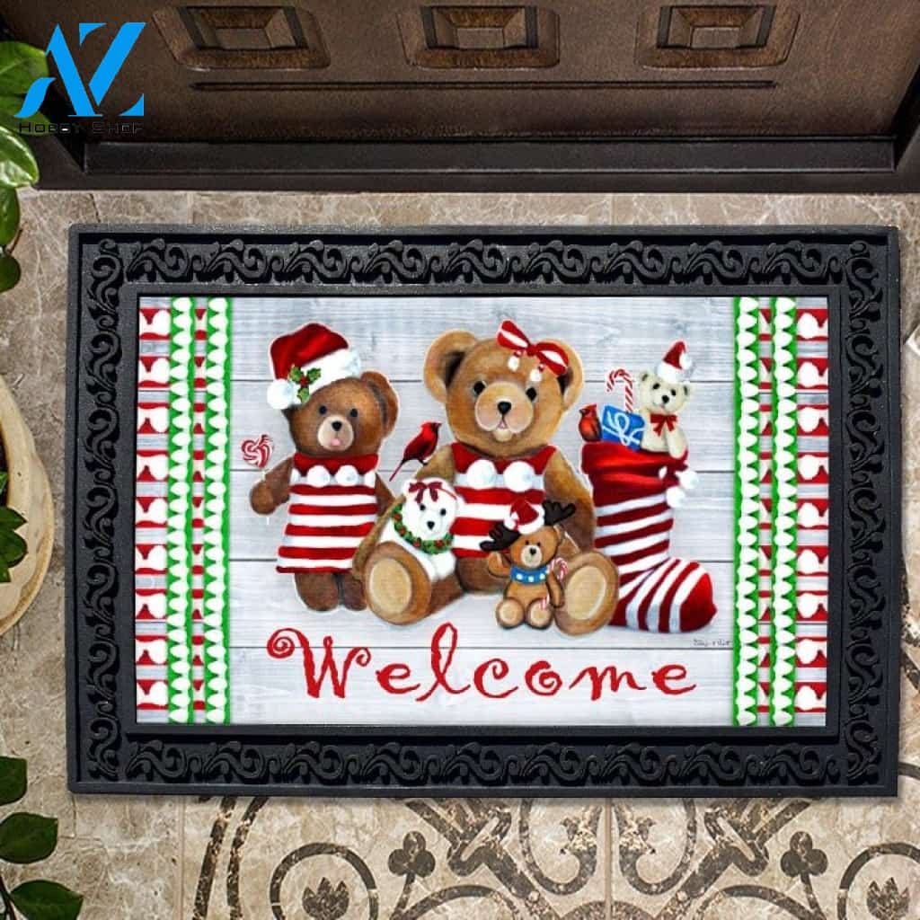 Teddy Bear Christmas Doormat - 18" x 30"