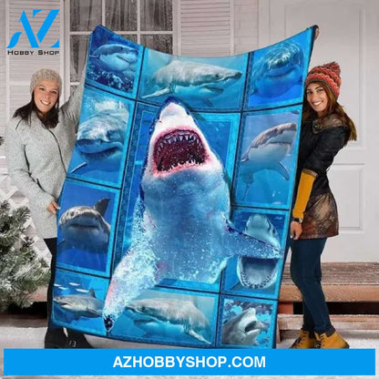 Tee4lives, Custom Blanket 3D Shark Blanket .2 - Fleece Blanket, Medium